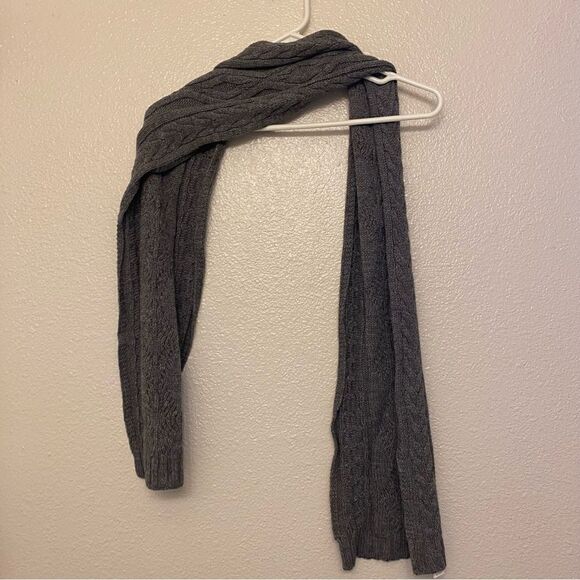 Dark gray chunky Cable knit scarf men’s women’s unisex 10x62 - Picture 2 of 9